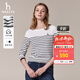 哈吉斯（HAZZYS）女裝 秋款T恤經(jīng)典條紋休閑長(cháng)袖T恤ABTSE0BCF05 白色WT L (165/88A 40)