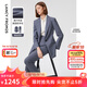 朗姿【Basic衣櫥】純羊毛職業(yè)輕商務(wù)西裝外套春春新氣質(zhì)款西服 霧霾藍色 M