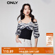 ONLY時(shí)尚百搭甜美可調(diào)節(jié)肩帶露肩雪紡衫女|1232WS002 H1I 安印花黑白碎花印花 M (165) 84A