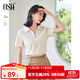 歐莎（OSA）純色V形polo領(lǐng)t恤衫女士夏季衣服2025新款短袖高檔顯瘦減齡上衣 米白色 M