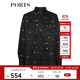 PORTS寶姿女裝 秋冬新品長袖襯衫SL9B001LPT031 黑色印花 XS (2)