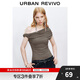 UR【HOT】2025秋季新款女裝潮流斜肩領(lǐng)扭結修身T恤UWJ450152