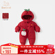 班喜迪嬰兒衣服秋冬裝嬰幼兒連體衣過(guò)年拜年服寶寶周歲禮服冬季外出棉服 紅色 90cm
