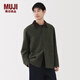 無(wú)印良品（MUJI）男式 木棉混 燈芯絨領(lǐng)夾克 男士外套25年秋季款 外衣男款男裝 深綠色 S (165/84A)