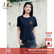 玖姿·安娜蔻通勤風(fēng)休閑撞色重工串珠字母圓領(lǐng)T恤女春款 丈青-第四批-KWFX83237 XL
