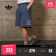 adidas adicolor復古穿搭運動(dòng)短褲男裝夏季阿迪達斯官方三葉草 灰藍/白   L