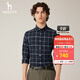 哈吉斯（HAZZYS）男裝秋季襯衣純棉方格斜紋長(cháng)袖襯衫男ASCZK1ACK36 藏青色NV XL (180/100A 50)