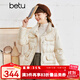betu百圖女裝冬季新款羽絨服時(shí)髦小香風(fēng)外套拼接款羽絨服女2210T07 米白 M