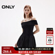 ONLY2025秋季新款拼接純色一字肩花苞裙短裙連衣裙女|125161024 H1Z黑色 M