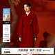 秋水伊人100%綿羊毛國風(fēng)感雙面呢外套冬季新款女裝廓形大衣 大紅 M