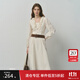 范思藍恩木耳邊珍珠長(cháng)袖V領(lǐng)衣裙女秋季2025新款浪漫刺繡裙子3291 米色 L