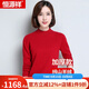 恒源祥羊絨衫加厚款女士秋冬款純色純山羊絨套頭衫女保暖羊絨毛衣打底 大紅  低領(lǐng) 2XL (175)