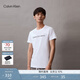 Calvin KleinJeans夏季男女情侶中性簡(jiǎn)約經(jīng)典ck印花純棉通勤短袖T恤J323261 YAF-白色 L （推薦150-165斤）