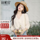 絲柏舍V領(lǐng)襯衫2025春季新款女裝法式七分袖修身套頭刺繡襯衣