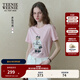 Teenie Weenie小熊女裝T恤2025秋季新款精美重工刺繡通勤短袖上衣 淺粉色 M