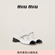 MIU MIU【禮物】繆繆女士雙色漆皮瑪麗珍高跟鞋鞋子 白色/黑色 38