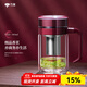 萬(wàn)象（WANXIANG）雙層手柄玻璃杯男水杯帶把手柄杯子辦公室泡茶杯帶過(guò)濾網(wǎng)禮盒送禮 V221L-棗紅色-400ml