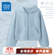 真維斯插肩袖短款開(kāi)衫衛衣女裝春秋季2025年新款時(shí)尚百搭連帽外套上衣GX 霧霾藍-純色 【綿柔親膚】 L