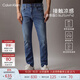 Calvin KleinJeans四季款男士潮流復古ck貓須磨白洗水楔形錐形牛仔褲J326343 1A4-牛仔淺藍 32
