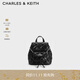 CHARLES&KEITH菱格大容量柔軟多用背包書(shū)包雙肩包包女包生日禮物CK2-60151400 Noir黑色 S