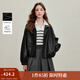 茵曼（INMAN）2025秋冬女裝新款 簡(jiǎn)約立領(lǐng)皮衣黑色外套短款?yuàn)A克上衣 午夜黑 M