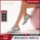 哈森德訓鞋女2025春季秀氣小巧時(shí)尚休閑運動(dòng)小白鞋HCS250303 銀色 復合材料/灰色豬剖層革 37 (235mm)