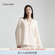 Calvin Klein內衣秋季女士休閑滿(mǎn)印ck紐扣翻領(lǐng)舒適順滑家居長(cháng)袖睡衣QS6848 LNB-牛乳白 S