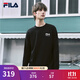 FILA 斐樂(lè )官方情侶款針織長(cháng)袖上衣2025秋新款時(shí)尚休閑純棉寬松長(cháng)T 正黑色-BK L 175/96A/L