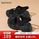 達芙妮（DAPHNE）涼鞋女露趾增高沙灘鞋外穿一字帶涼鞋2024夏季新款時(shí)尚百搭 黑色 37 (235mm)