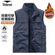 天倫天（Telent）棉馬甲男秋冬休閑加絨雙面穿無(wú)袖坎肩防寒保暖馬甲外套 灰藍 XL