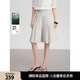 ELLE摩登設(shè)計(jì)感高腰裙褲女2025夏季新款萊賽爾天絲通勤闊腿短褲 淺灰 L