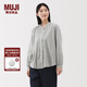 無(wú)印良品（MUJI） 女式 棉紗 長(cháng)袖罩衫 女士襯衫襯衣內搭女裝25年秋季上衣BC2O7A5A 淺灰色條紋 M （160/84A）