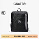 GROTTO個(gè)樂(lè )黑石雙肩包大容量褶皺綿羊皮軟皮背包電腦包通勤旅行包 黑石背包L（銀標）