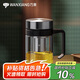 萬(wàn)象（WANXIANG）單層玻璃杯500ML鈦銀色U219商務(wù)帶茶漏水杯便攜居家手柄泡茶杯