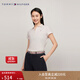 TOMMY HILFIGER【五?？邸肯募九b珠地網(wǎng)眼優(yōu)雅通勤純色條紋修身短袖T恤POLO 米白條紋8P0 M (推薦：105-115斤)
