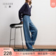 三彩2025冬季新款收腰直筒褲休閑牛仔長(cháng)褲百搭寬松復古M