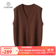 帕什 羊絨馬甲女35%山羊絨秋冬V領(lǐng)加厚百搭針織坎肩背心ZSBR-8311 深咖色 XL