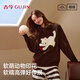 古今（GUJIN）甜美少女暖暖半邊絨睡衣女秋冬家居服可外穿睡褲大碼珊瑚保暖套裝