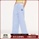Mmlg 87mm 格子休閑褲女夏季新款寬松直筒垂感闊腿韓系潮牌長(cháng)褲子 淺藍色 S