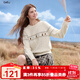 百圖（betu）2025年秋季新款毛針織衫少女感立體小花朵刺繡扭繩上衣女2509T43 米白 L