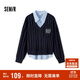 森馬（Semir）毛衣女冬刺繡V領(lǐng)絞花毛衫無(wú)袖襯衫氣質(zhì)學(xué)院風(fēng)兩件套101724107029