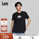 Lee商場(chǎng)同款標(biāo)準(zhǔn)版圓領(lǐng)字母印花圖案男士短袖T恤休閑潮流LMT0069 黑色 L