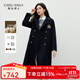 秋水伊人英倫優(yōu)雅雙面呢大衣2025冬季新款女100%綿羊毛中長(cháng)款外套 藏青色 M