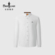 比音勒芬【香氛面料】秋季款男士休閑親膚抗皺刺繡長(cháng)袖襯衫商務(wù)通勤襯衣 28米白 L （105）
