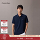 Calvin KleinJeans25早秋新款男士純棉珠地網(wǎng)眼ck商務(wù)休閑純色短袖T恤POLO衫 CEF-藏藍 L