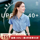 百圖betu女裝2025夏季新款襯衫萊賽爾棉防曬上衣短袖牛仔外套2505T41 牛仔色 M