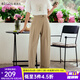 Olrain歐芮兒卡其色休閑褲女夏季新款通勤百搭小個(gè)子蘿卜褲 卡其色 M