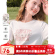 百圖betu女裝2025春夏新款T恤圓領(lǐng)字母印花珠片繡棉感短袖女2502T22 白色 L