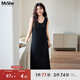 MsShe【背心連衣裙襯衫套裝】大碼女裝2025秋裝胖mm顯瘦高級感裙 莫代爾針織裙-黑色現貨, 3XL