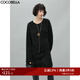 COCOBELLA細(xì)閃銀蔥雪尼爾針織連衣裙秋冬寬松休閑粗針毛衣裙FR138 黑色 L
